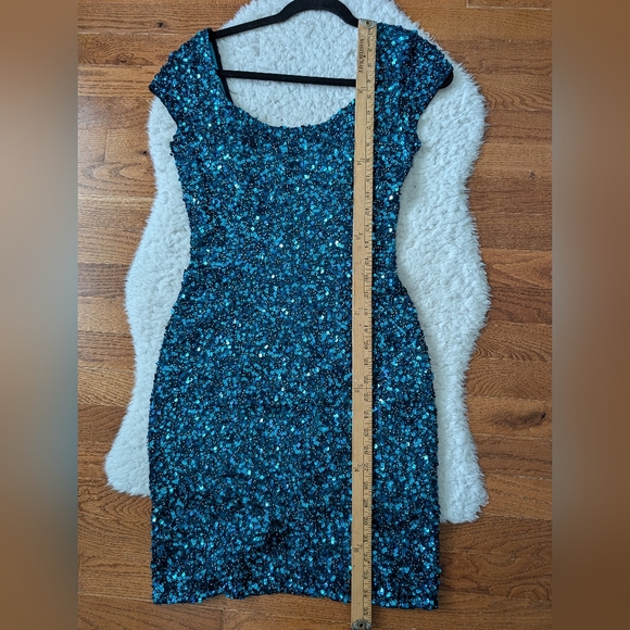Scala Vintage Sequined Beaded Mini Evening Dress XSmall Blue - Picture 16 of 16